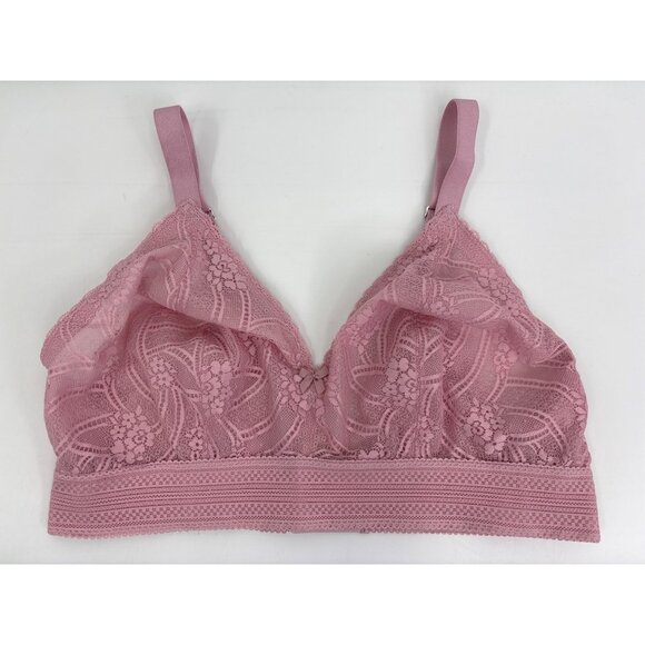 Glamorise Bramour Gramercy Luxe Lace Wirefree Bralette 7012 Mauve Pink 36F - Picture 2 of 6
